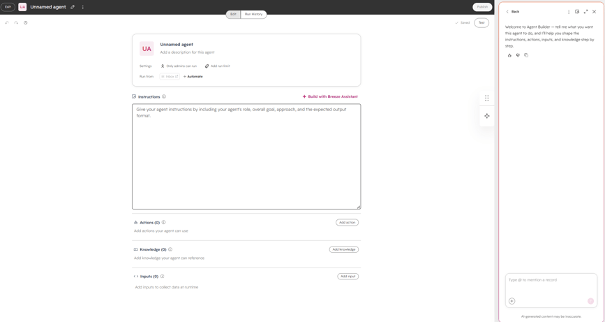 Agent builder screenshot